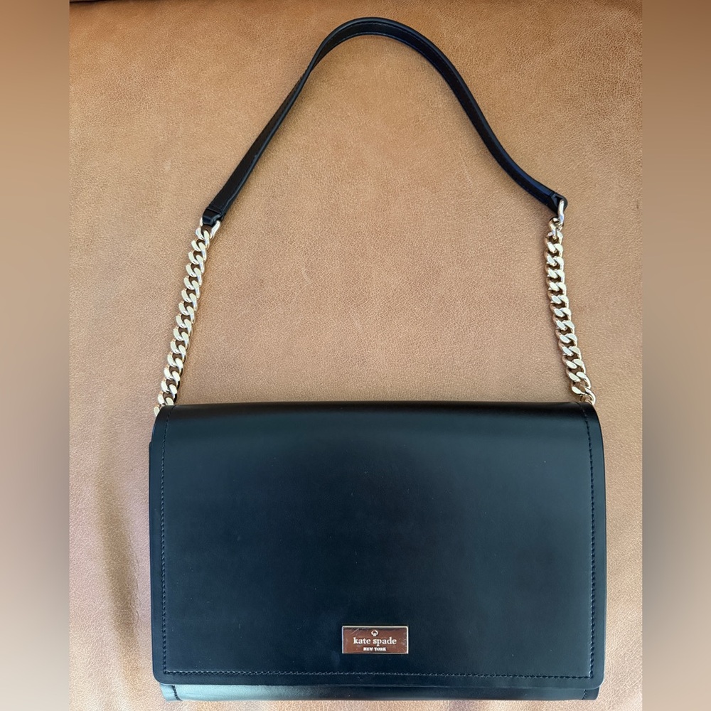 Kate Spade ♠️ Black Shoulder Bag with Gold Chain